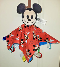 DISNEY MICKEY MOUSE - SECURITY LOVEY W/ SENSORY TAGS  TEETHERS - DOUBLE SIDED 