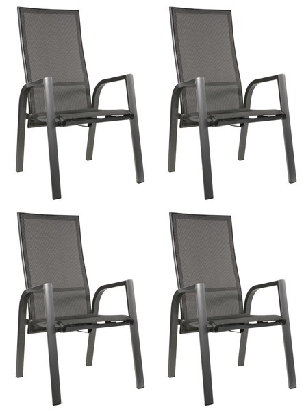 Gartenstuhl Lounge Stuhl 4Er Set Bern Move Dining Alu Verstellbar Stapelstuhl-image