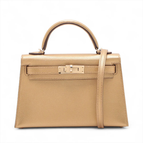 Hermès mini kelly 2 20 Serie Chèvre Shamukira Dre Champagne Gold Fittings K: 202
