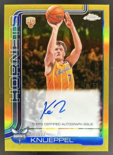 2025-26 Topps Chrome Update Kon Knueppel Auto Gold Refractor RC #/50 Hornets