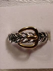 VTG NVC 925 Sterling Silver 2 Tone Open Work Woven Belt Buckle Ring Sz 7 USA