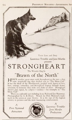 STRONGHEART in Brawn of the North - 1923 MAGAZINE Movie Ad - 5 x 7 in Reprint