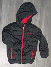 Nike Boys Black Red Hooded Puffer Jacket 5-6 Years