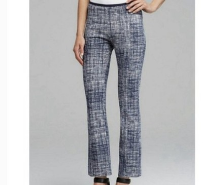 Tory Burch Kinsley Crosshatch Flared Ankle Pants Womens XSmall Blue Low Rise