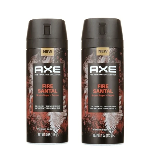 Axe Fine Fragrance Collection Body Spray Fire Santal 4 Oz 72H Fresh Lot Of 2 NEW