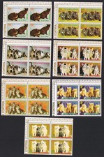 Eq. Guinea Cats and Kittens 7v Blocks of 4 1976 MNH MI#1016-1022