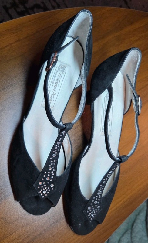 Werner Kern Ilona Ballroom Dance Shoes Black Suede Rhinestone 6 UK 9 US Italy