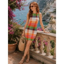 NWT Plaid Mini Sweater Dress kate spade x Target Large Bright Summer Colorful
