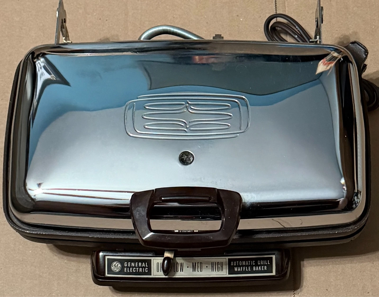 Vintage GE Automatic Grill Waffle Baker Chrome Electric Griddle Made In USA