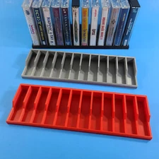 Retro Cassette Tape Storage Rack – 3D-Printed Organizer Holds 12 Tapes 11 Colors