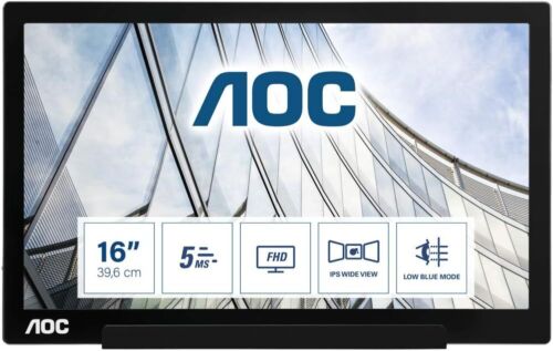 AOC I1601FWUX LED Monitor 15.6" Portable 1920 X 1080 Full HD 1080p IPS 220 - Picture 1 of 7