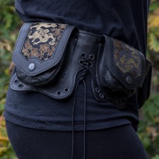 Leather Chinese Dragon Utility Belt Pouch Pocket Biker Hip Boho Larp Festival.