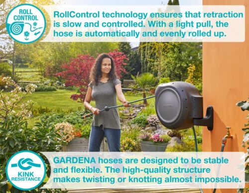 GARDENA (08050) Retractable Garden Hose Reel 82' x 1/2" hose, Wall Mounted, A... - Picture 4 of 12