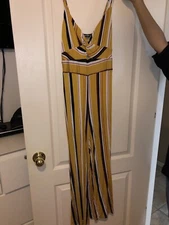long maxi romper yellow and stripes
