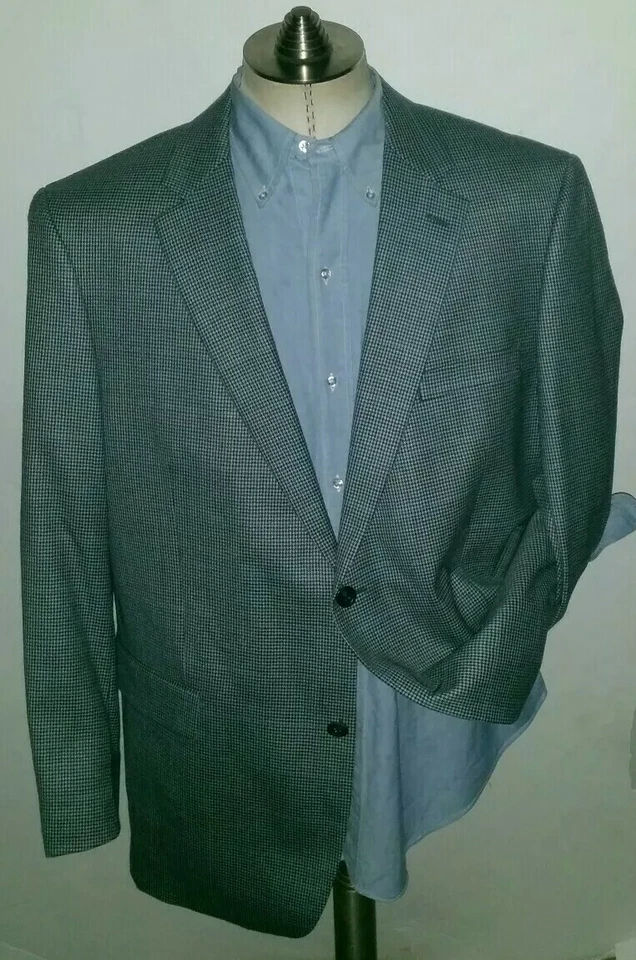 Nuevo 48R Pata de Gallo Cuadros Off-White Azul Blazer LANA NARANJA Chaqueta Abrigo Deportivo Foto 2 de 4