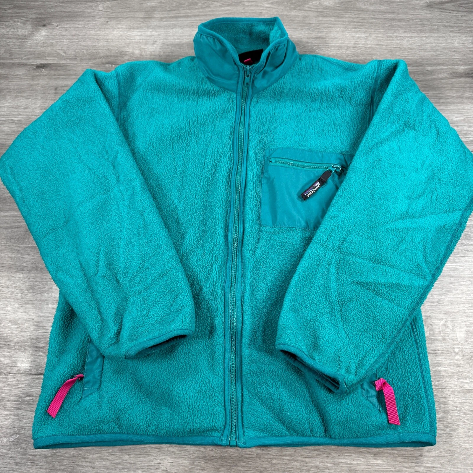 Vintage Patagonia Fleece Jacket Womens Teal Pink Made in USA Full zip