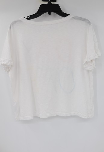 Sundry Women's Size 1 Day Off Embroidered Ruffled Sleeve Tee White Top - Picture 5 of 10