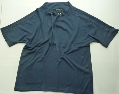 Gabriella K. Shirt mit Stehkragen - Gr. 42 - dunkelblau - wie neu - A-A  56 cm