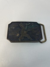 Vintage Flying Ducks Brass Belt Buckle