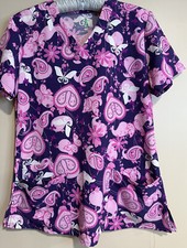 GT Perfornance Women  s/Nurse's Scrub Top Pink/Purple Size Small