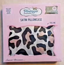 The Vintage Cosmetic Company "Sweet Dreams" Satin Pillowcase X1 Sz Leopard Print