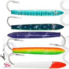 5pcs 6" Fishing Cedar Plugs Rig Tuna Mahi Trolling Wood Lure 10/0 Hook 5-color