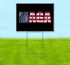 Maga American Flag 18x24 Yard Sign Corrugated Plastic Bandit Lawn Usa Trump 2024