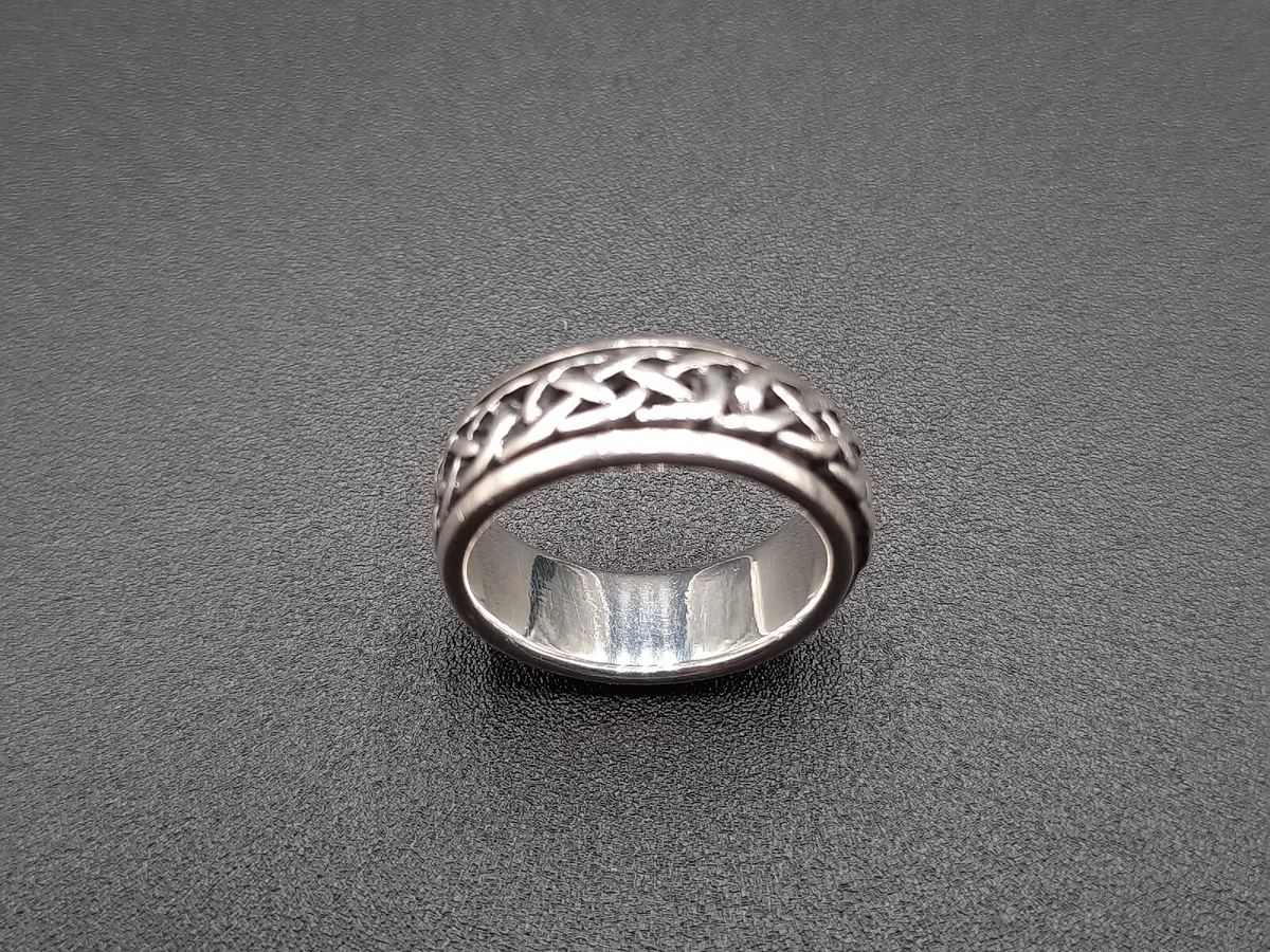 Sterling Silver Celtic Knot Spinner Ring Marked PSCL 925 Rotating Band 7mm Irish