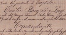 EMILIO BACARDI LAY 1898 NOMINATION DU COMMANDANT DANS LA GUERRE D'INDÉPENDANCE. UNIQUE !!!
