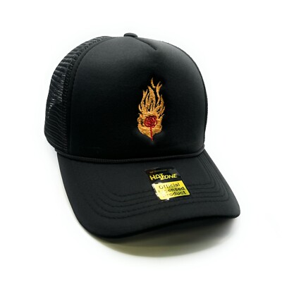 Flame Rose Mesh Trucker SnapBack (Black)