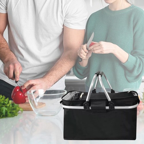Portable Picnic Bag Collapsible Picnic Basket Foldable Insulated Picnic Basket - Picture 5 of 8