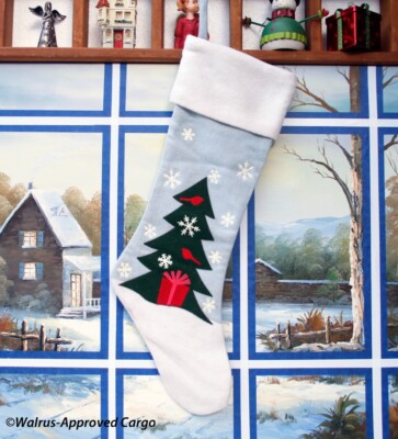 CRATE & BARREL ASPEN FIR CHRISTMAS STOCKING -NEW- BRANCH OUT WITH WHIMSY DÉCOR!