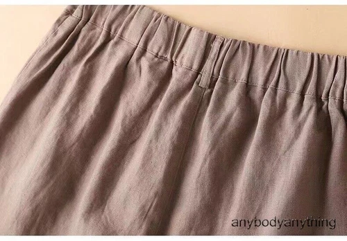 Pantaloncini donna lunghi larghi cotone lino lunghezza ginocchio con tasche leggeri - Foto 5 di 19
