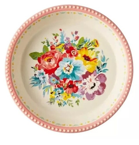 Piatto Torta Ceramica Pioneer Donna Dolce Romance Fiori *Nuovo - Foto 2 di 2