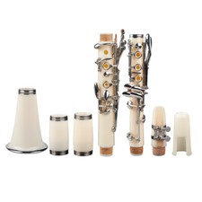Abs clarinet white brass nickel plated 17 key set white professional bb clarinet