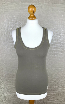 MEXX Damen Gr. S Top Grau / Schlamm Taupe Gold Naht Stretch Jersey Shirt #308