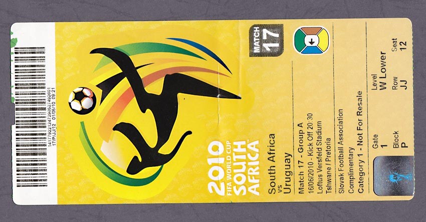 TICKET FIFA World Cup 2010 South Africa - Uruguay 16.6.10 Group