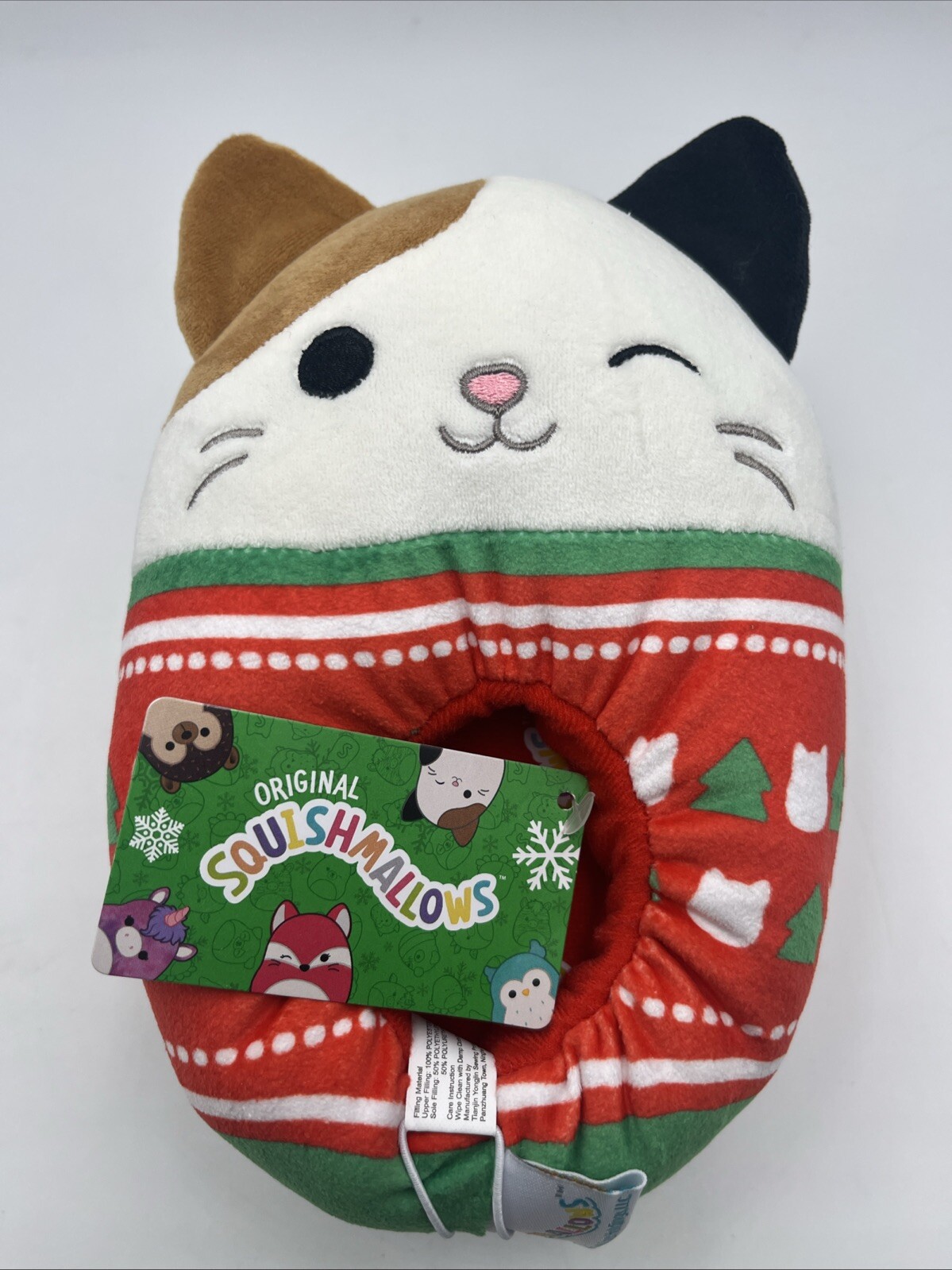 Squishmallows Slippers By Jazwares Kid Size 11-12 Calico Cats Holiday Christmas-image