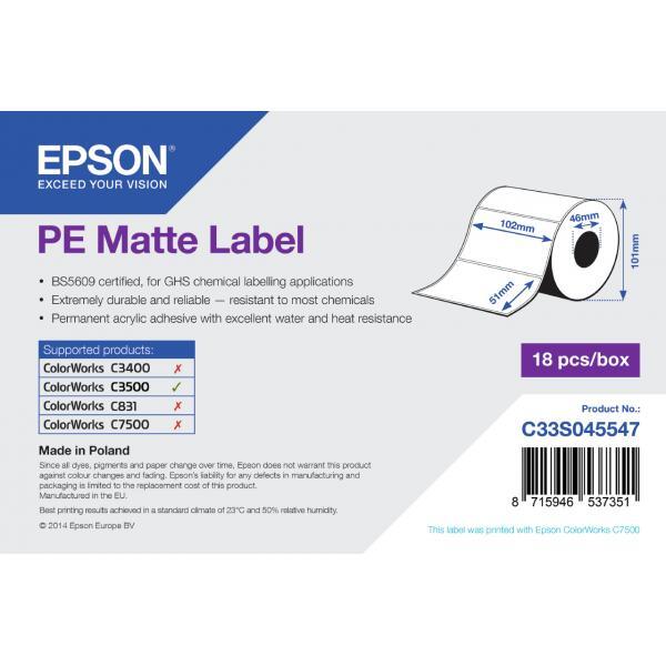 Epson - Bs Label Consumables U4 PE MATTE LABEL-DIE-CUT 102MM X 51MM 535 LABELS