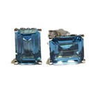 14k white gold emerald cut blue topaz gemstone stud earrings 1.9g unique — photo 4