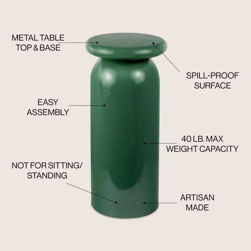 JONATHAN Y END1008A Miles 22.75" Mid-Century Modern Metal Sleek Cylinder Drin... - Picture 4 of 6