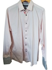 Ted Baker Modern Fit Long Sleeve Button Men Light Pink Patterned Cuffs Size 16