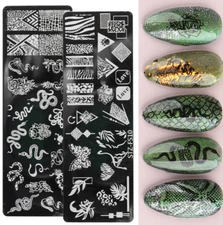 Bow Lace Leopard Snake Flowers Nail Art Stamping Manicure Template Image Plates