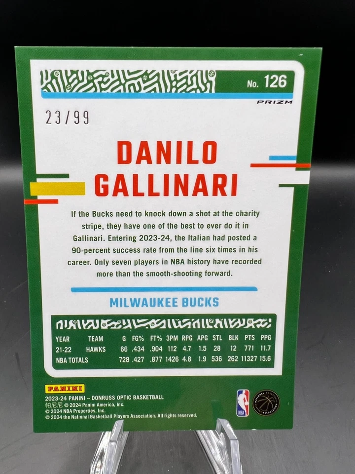 Danilo Gallinari 2023-24 Donruss Оптическая Медь Блестящая Призма SP /99 БАКСОВ - Изображение 2 из 3