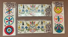 4 Packs Vintage Impko Trimmit Decals Stickers Pennsylvania Dutch Amish Hex Signs