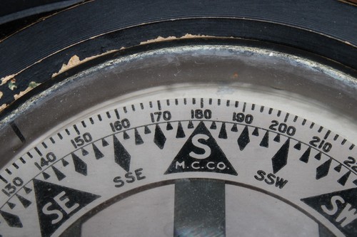 VINTAGE MARITIME POLARIS M.C. CO. FLOATING COMPASS IN WOODEN BOX - 第 5/20 張圖片