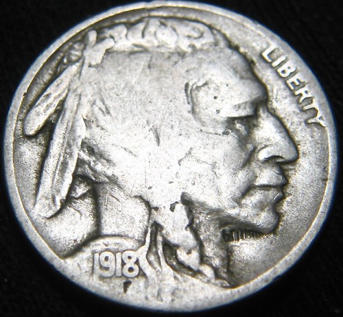 Obverse Die Clash Error 1918-S BUFFALO NICKEL 5¢ FREE Shipping! KM62II