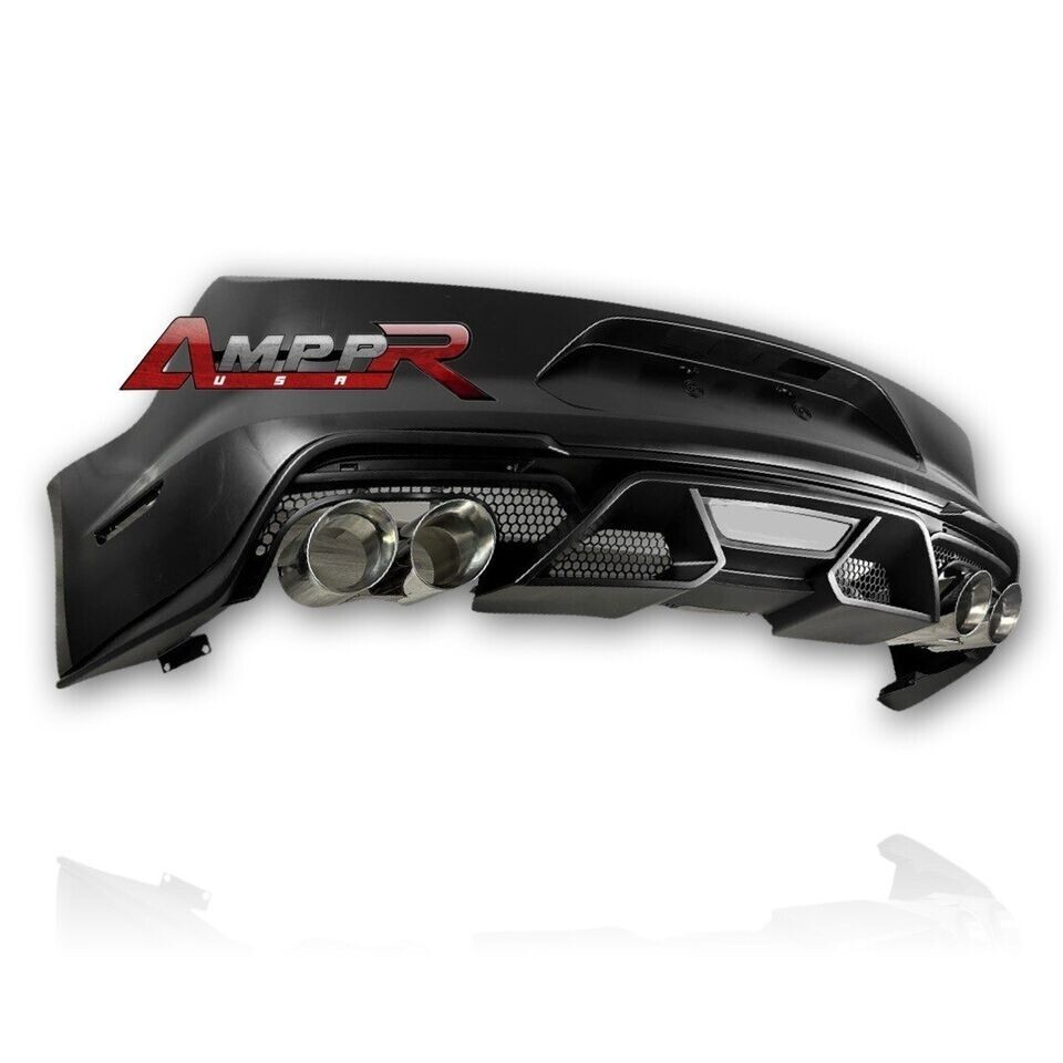 Fits All 15-23 Ford Mustang Gt500 Style Rear  Bumper + Exhaust Tips & Diffuser