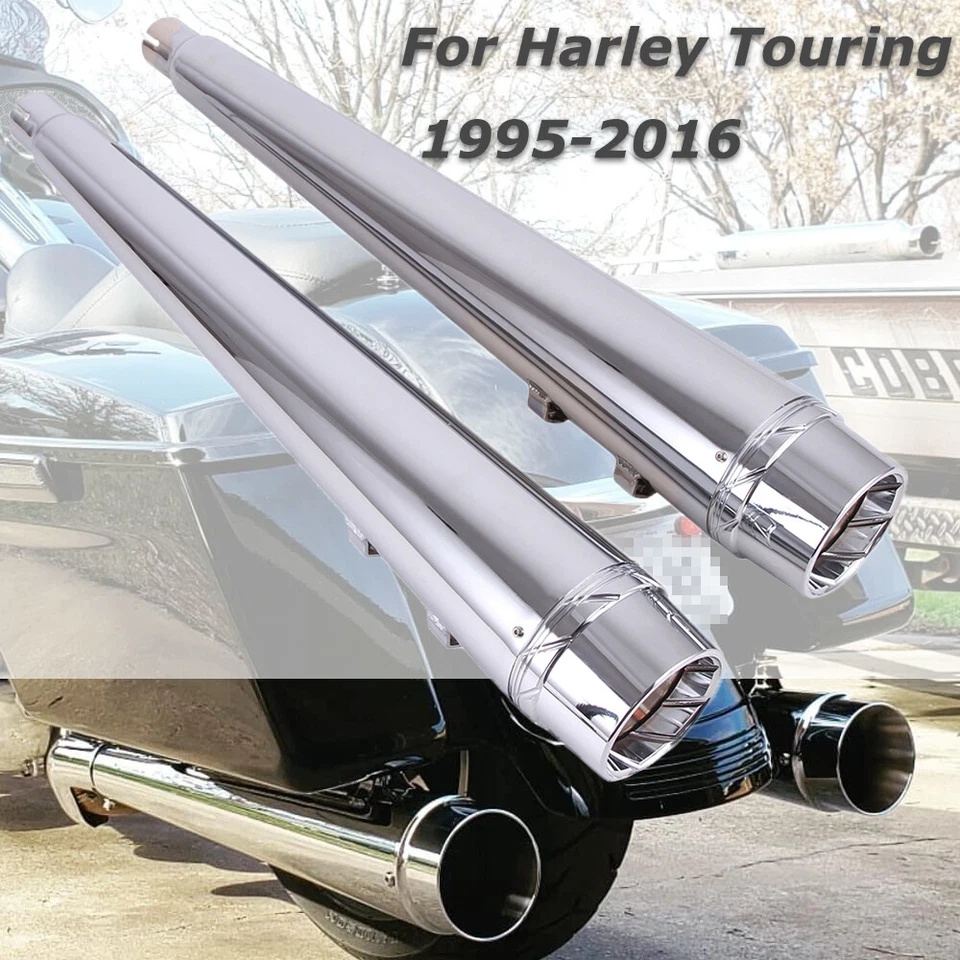DNA 4" MEGAPHONE SLIP-ON MUFFLERS EXHAUST PIPES FOR 1995-2016 HARLEY TOURING - Image 3 of 4