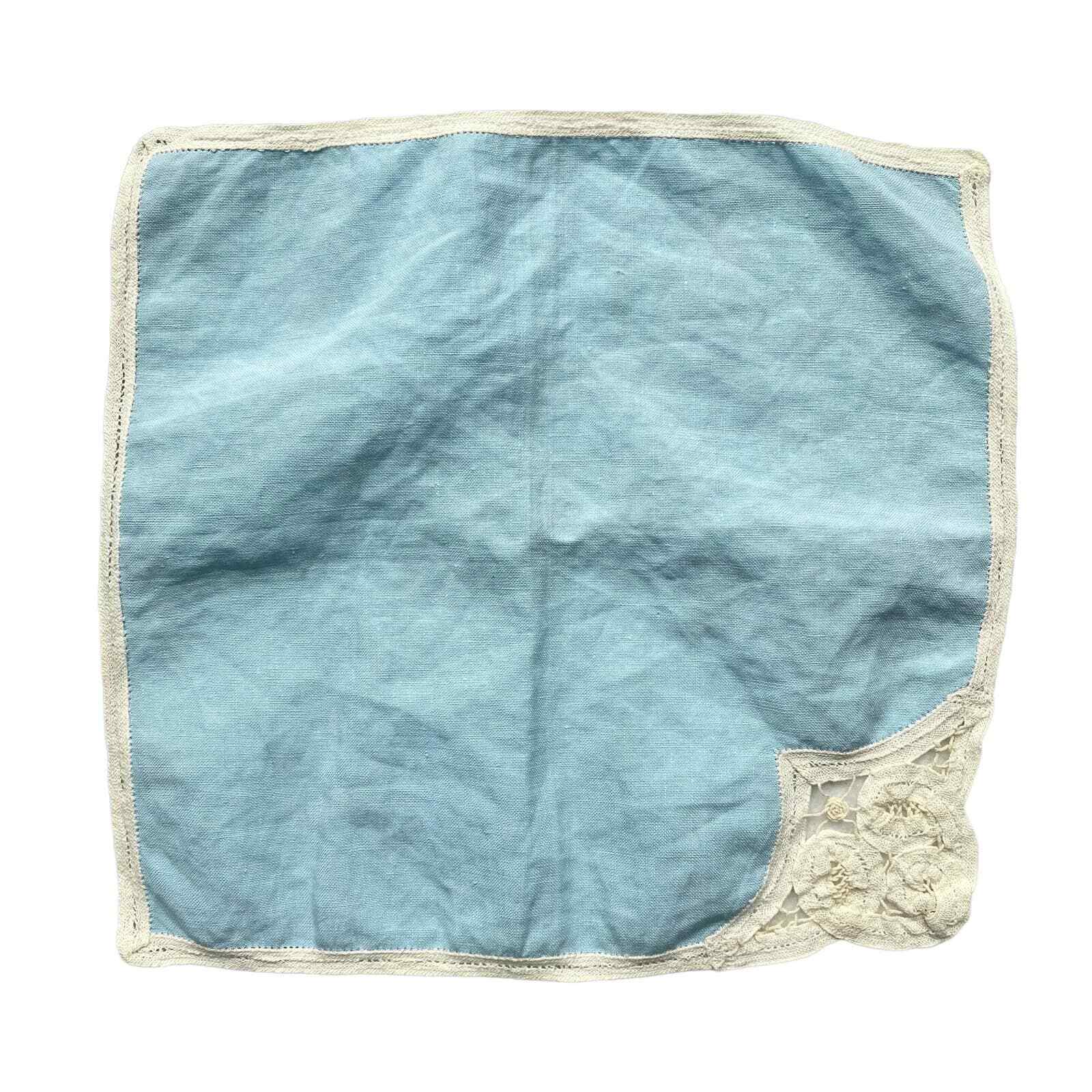 Vintage Blue Cotton Hankie Battenberg Lace Embroidery Trim Bridal ...